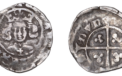 Edward III (1327-1377), Post-Treaty period, Penny, Durham, Bp Hatfield, ‘lis’ on breast,...