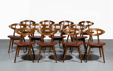 Ejvind A. JOHANSSON 1923 - 2002 Suite de douze chaises mod 84 dites « Eye chair » – 1961