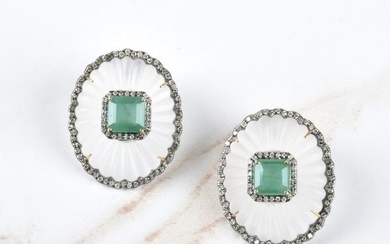 Emerald, Diamond and Crystal Earrings