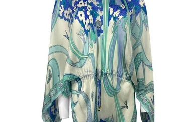 Emilio Pucci White and Blue Silk Tunic Cover Up One