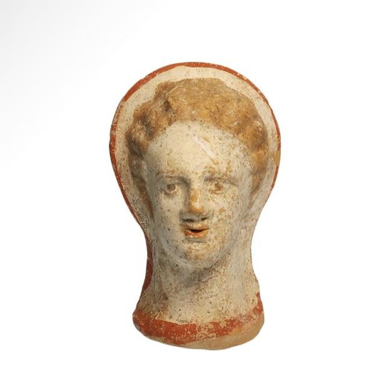 Etruscan Polychrome Terracotta Votive Head, c. 3rd