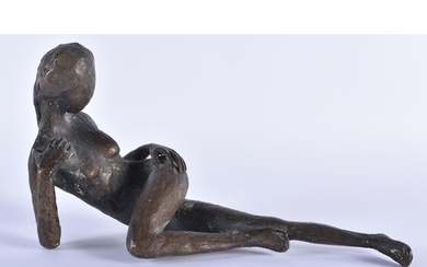 European School (20th Century) Bronze, Nude reclining female...