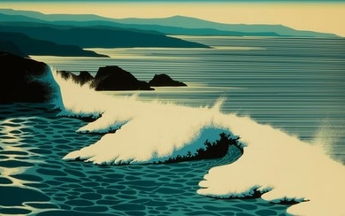 Eyvind Earle (1916-2000), "The Wave," 1990