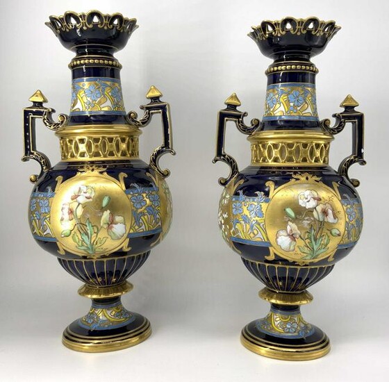 FISCHER AND MEIG Lot 2 Porcelain Decorative Vases