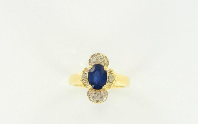 Fancy Sapphire and Diamond Ring, 14K Gold
