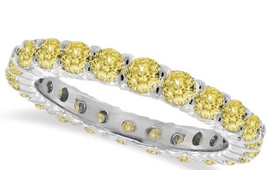 Fancy Yellow Canary Diamond Eternity Ring Band 14k White Gold 1.07 ctw