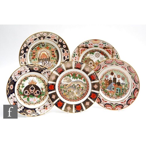 Five boxed limited edition Royal Crown Derby cabinet plates ...