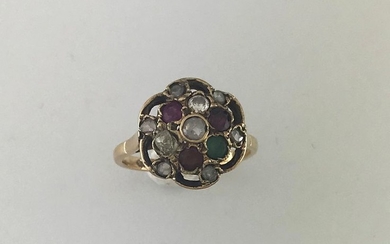 Flower openwork ring in 750°/°° gold set with...