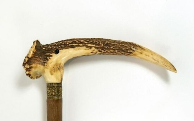 Folkart Staghorn Cane With Glass Eyes