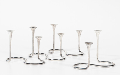 Four Anton Michelsen Modernist Sterling Silver Candlesticks