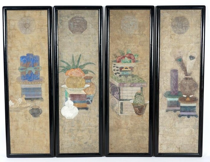 Four Chinese Watercolor/Gouache Panels