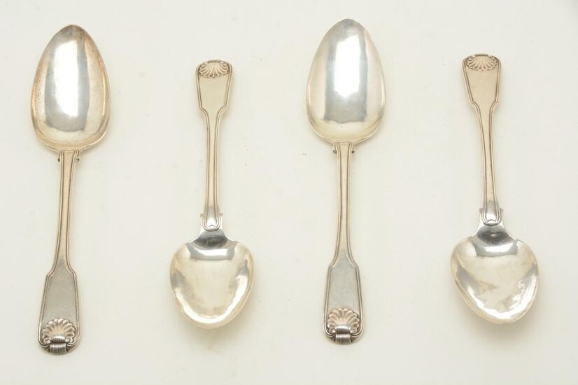 Four Chinese export silver tablespoons marked KHC and