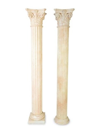 Four Corinthian Style Cast Stone Columns Height 80 3/4