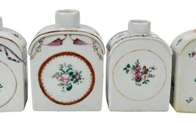 Four Famille Rose Chinese Export Tea Caddies