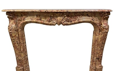 French Beige and Rouge Marble Fire Surround