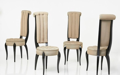 French High-Back Dining Chairs (4)