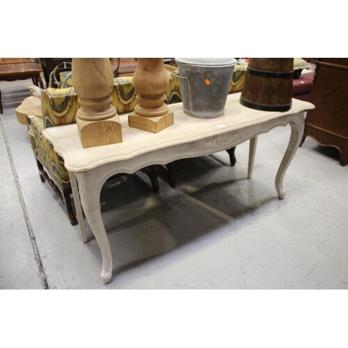 French Louis XV style limed oak console table, approx 72cm H...