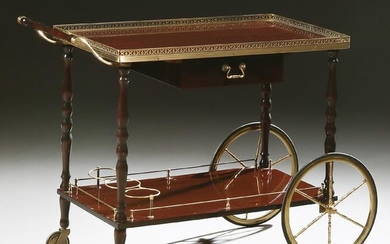 French Mahogany and Brass Dessert Cart, 20th c., with a