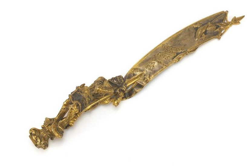 French gilt bronze page turner in the form of a medival