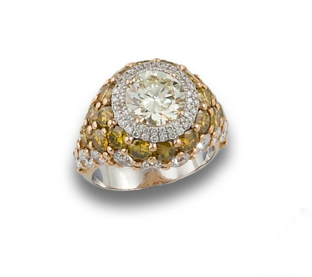 GOLD RING WITH BROWNISH DIAMONDS