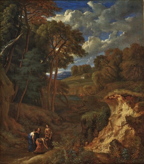 Gaspard Dughet, gen. Gaspard Poussin1615 Rome - 1675 ibid., attribué Paysage arboré avec figure anticivique...
