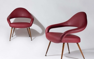 Gastone RINALDI 1920-2006 Rare paire de fauteuils mod. DU 55 PP - 1954