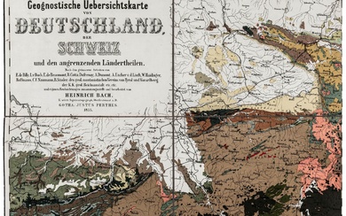 Géologie - Bach, Heinrich. Carte générale géognostique de l'Allemagne, de la Suisse et des parties...