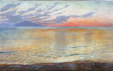 Georges Antoine ROCHEGROSSE (1859-1938) La mer à Alger au soleil couchant, c. 1900-1905 Huile sur...