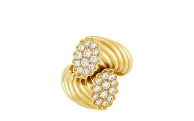 Gold and Diamond Crossover Ring