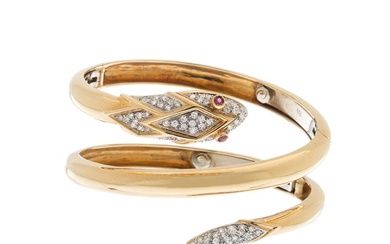 Gold, diamonds and rubies bracelet