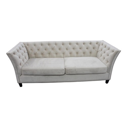 Good quality deep buttoned crushed velvet upholstered three ...
