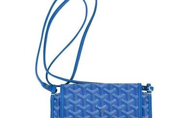 Goyard Plumet Bag Clutch Crossbody Wallet Blue Coated