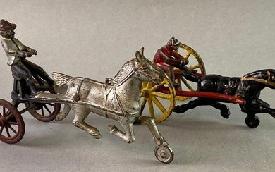 Group of 2 Antique Cast Iron Harness Racing Toys