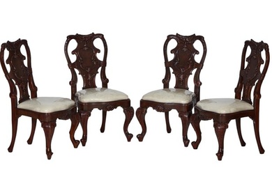 Group of Four Portuguese Style Burled Wood Dining Chairs, 20th/21st c., H.- 42 1/2 in., W.- 22 in.
