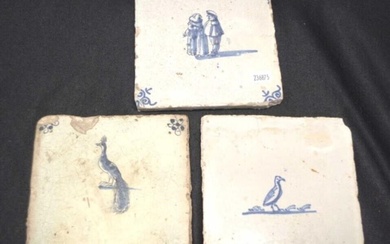 Group three antique Delft ceramic tiles