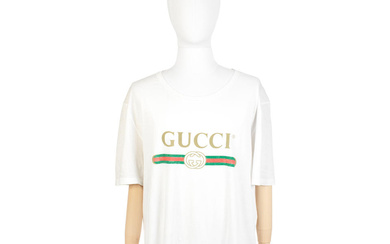 Gucci: a Men's Oversized White Cotton Logo Print T-shirt