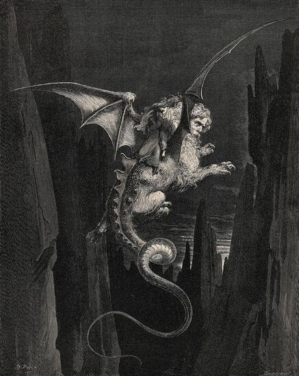 Gustave Dore Geryon (Dante's Divine Comedy Enferno) c. 1880 Woodcut