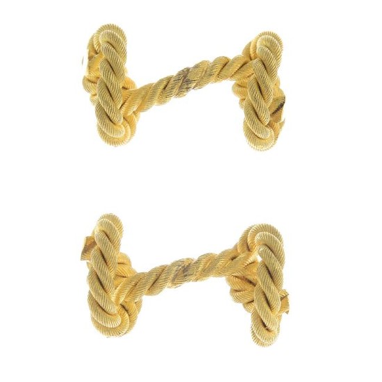 HERMES - a pair of 18ct gold cufflinks. Each designed