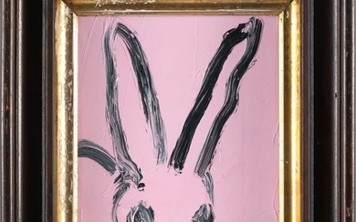 HUNT SLONEM (New York/Louisiana/India, 1951-), Pink bunny., Oil on canvas, 10" x 8". Framed 15" x