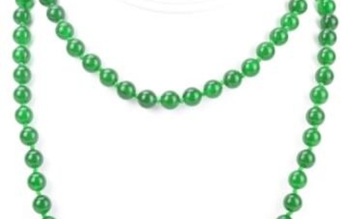 Hand Knotted Chinese Green Nephrite Jade Necklace
