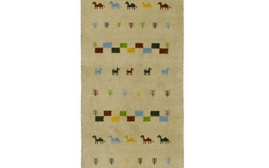 Hand-Knotted Pictorial Tribal 3X10 Indo-Gabbeh Oriental Runner Rug Wool Carpet