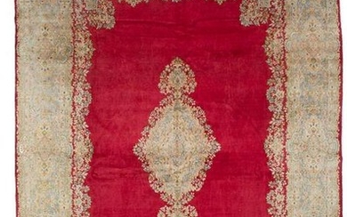 Hand-knotted Kerman Red Wool Rug 11'5" x 16'1"