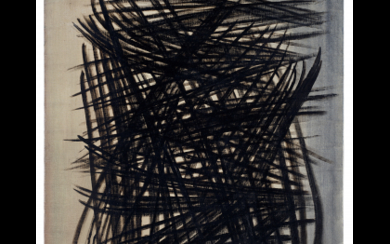 Hans Hartung ( Lipsia 1904 - Antibes 1989 ) , "T1955-16" 1955 oil on canvas cm 81x65 Signed and titled 55 lower left Titled on the reverse Provenance Galerie de...