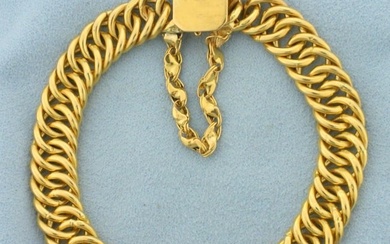 Heavy Curb Link Bracelet in 21k Yellow Gold
