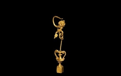 Hellenistic Gold Figural Earring - Eros & Amphora