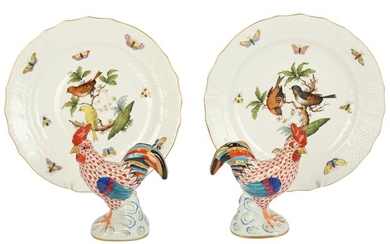 Herend: A pair of Herend porcelain plates, decorated in the Rotheschild pattern