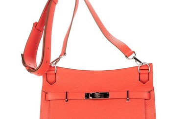 Hermès A “Jypsiere 28” bag of coral coloured Togo leather with silver...