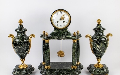 Horloge de cheminée en marbre 3 parties Exacta Saint-Nicolas d'Aliermont FranceHorloge de cheminée en marbre...