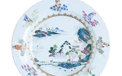 Immortals large plate in Chinese porcelain, Qianlong