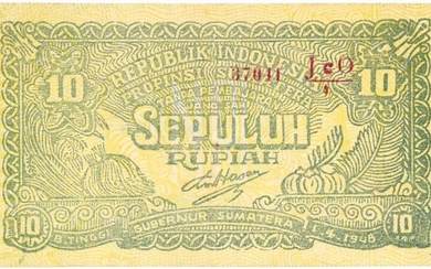 Indonesia. 10 rupiah. Banknote. Type 1948 - Fraai / Zeer Fraai.